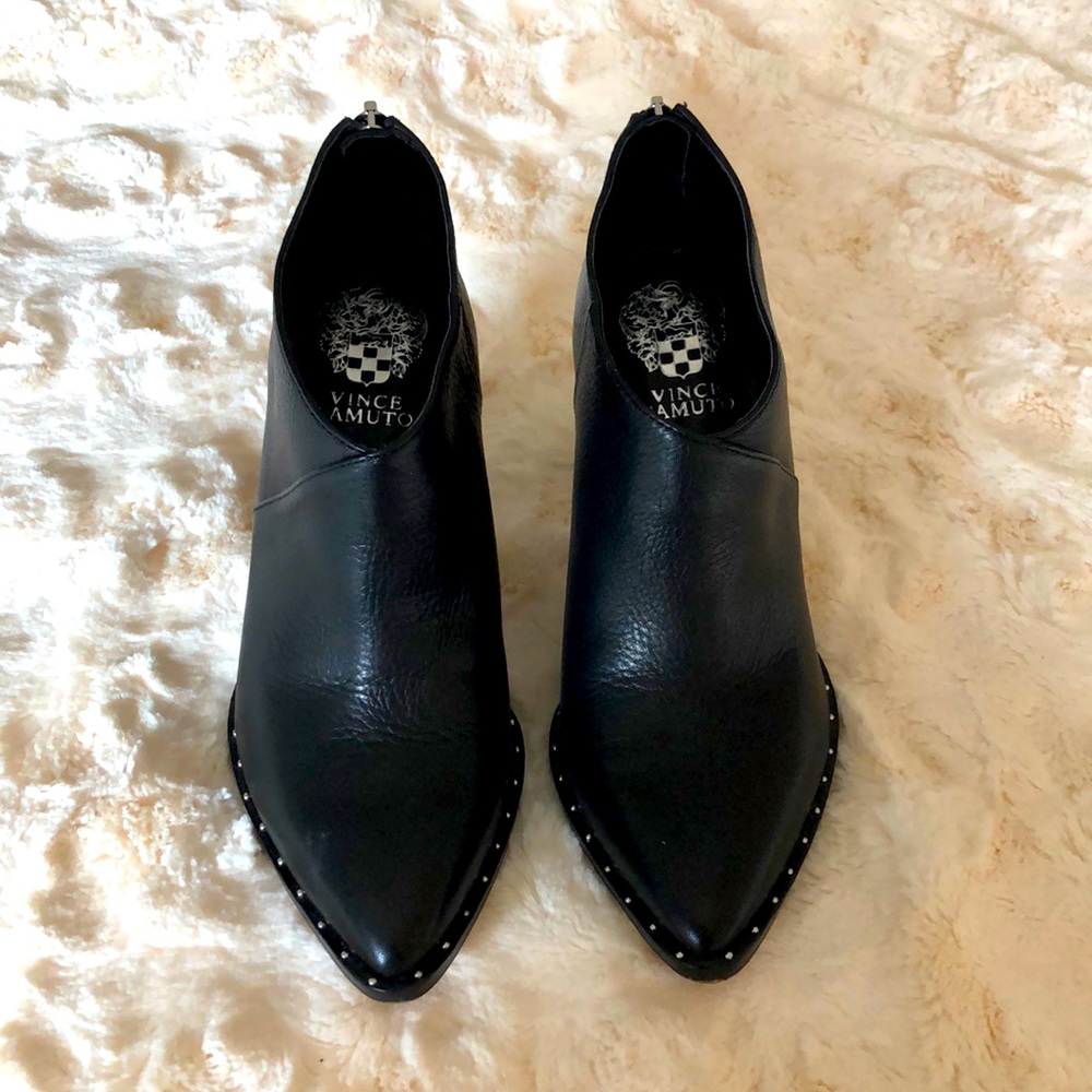 Vince Camuto black leather studded ankle boots